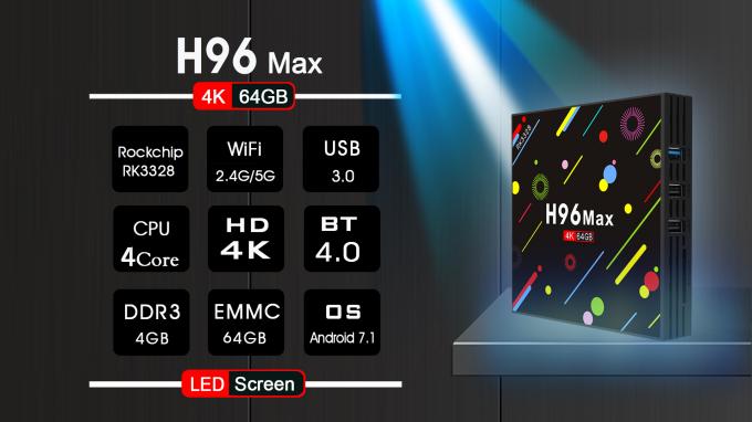 5G wifiおよび導かれたスクリーンTV箱とのH96最高4G 64G RK3328のアンドロイド7.1 KODI17.3