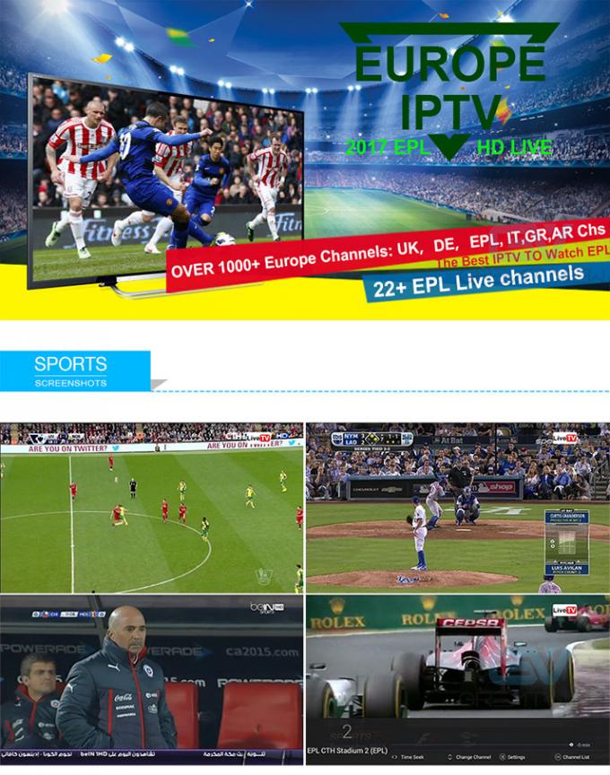 人間の特徴をもつタブレットのPCのためのEPLのフットボールのIview Iptv Apk 720p -1080pのスマートなプラグ及び演劇