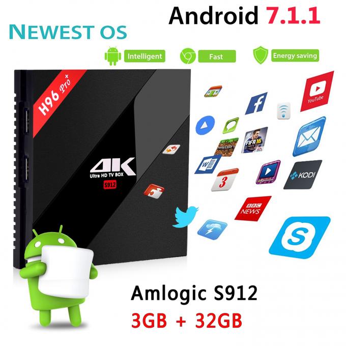 H96 Pro+ Amlogic S912 KODI 17.3二重Wifi 2.4G/5.8GHzのアンドロイド7.1 TV箱